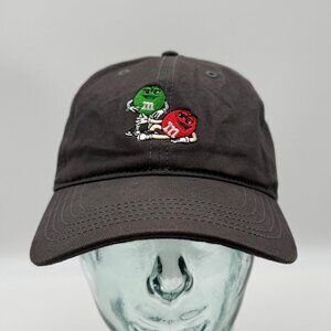 M&Ms Strapback Gray Hat One Size Cap Cotton Casual Logo Unisex Green Red Candy